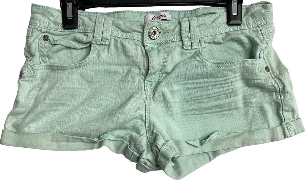 Candies Shorts Junior Size 9 Green Teal Embroidered SMALL STAINS